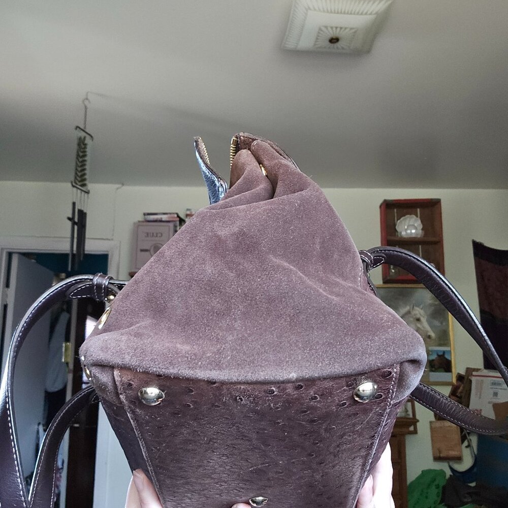 RARE FURLA Ostrich and Suede Bag and Wallet - Picture 13 of 17